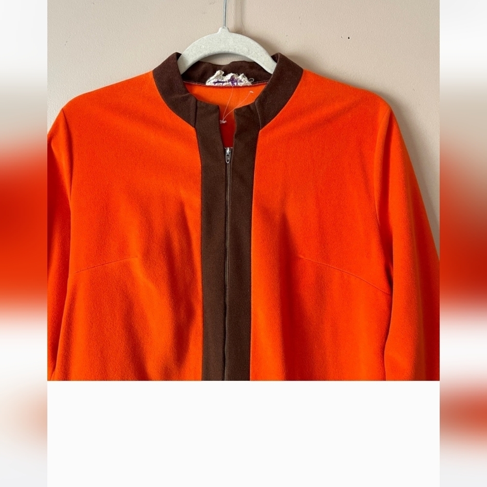 VANITY FAIR | Vintage Orange Color Block Full Length Robe Sz XL